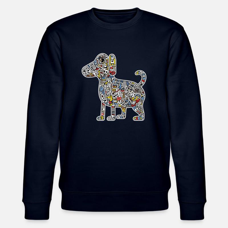Hunde-Kunst-Muster - Stanley/Stella Unisex Bio-Sweatshirt CHANGER  - Navy