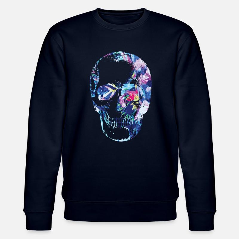 Schädel Blumen - Stanley/Stella Unisex Bio-Sweatshirt CHANGER  - Navy