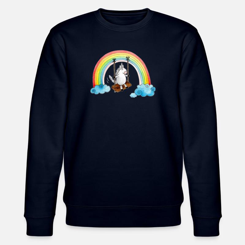 Schaukelndes Einhorn Regenbogen - Stanley/Stella Unisex Bio-Sweatshirt CHANGER  - Navy