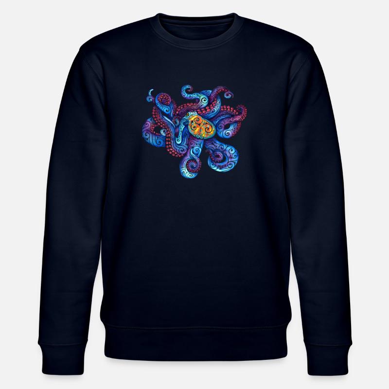 Swirly Octopus - Stanley/Stella Unisex Bio-Sweatshirt CHANGER  - Navy
