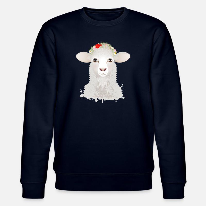 A cute sheep with spring wreath - Stanley/Stella CHANGER Unisex Organic Sweatshirt - navy