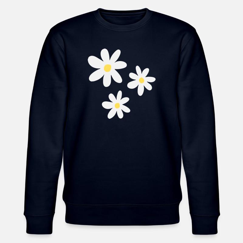 Pure elegance: white flowers - Stanley/Stella CHANGER Unisex Organic Sweatshirt - navy