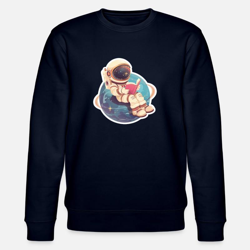 Cute astronaut reading a book in space - Stanley/Stella CHANGER Unisex Organic Sweatshirt - navy