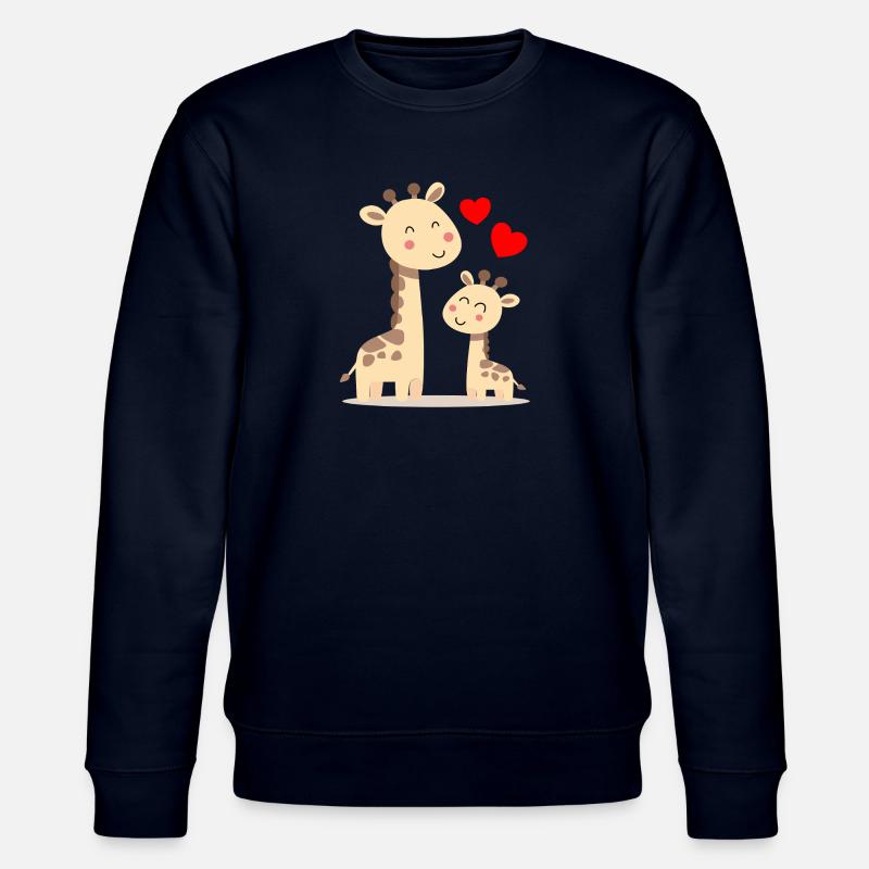 Baby Giraffe mit Mami Giraffe - Stanley/Stella Unisex Bio-Sweatshirt CHANGER - Navy