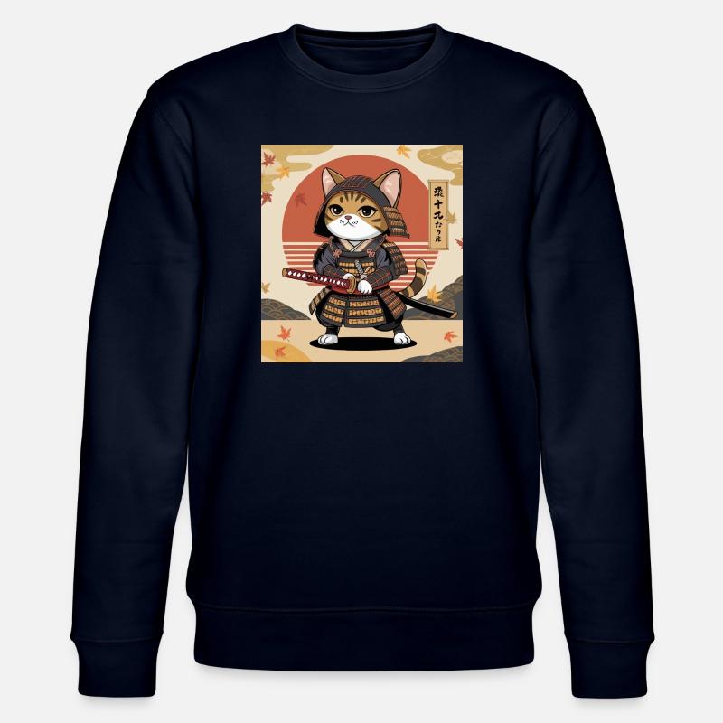 Samurai Katze – Japanisches Krieger Katzen Design - Stanley/Stella Unisex Bio-Sweatshirt CHANGER  - Navy