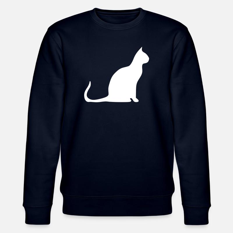 Katze Silhouette Minimal Design Cat Lover - Stanley/Stella Unisex Bio-Sweatshirt CHANGER  - Navy