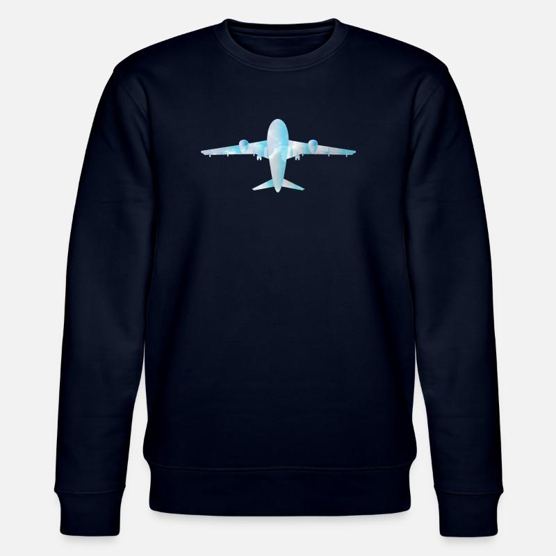 Passenger plane with cloud pattern - Stanley/Stella CHANGER Unisex Organic Sweatshirt - navy