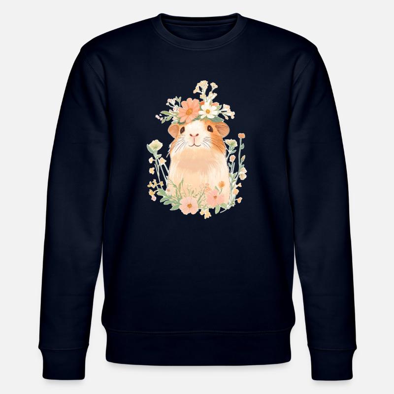 Cochon d’Inde avec des fleurs - Sweat bio CHANGER Stanley/Stella Unisexe - marine