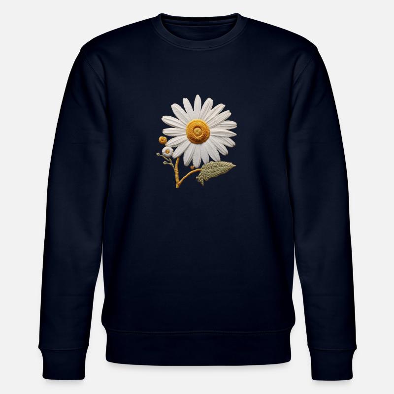 Gesticktes Gänseblümchen - Stanley/Stella Unisex Bio-Sweatshirt CHANGER  - Navy