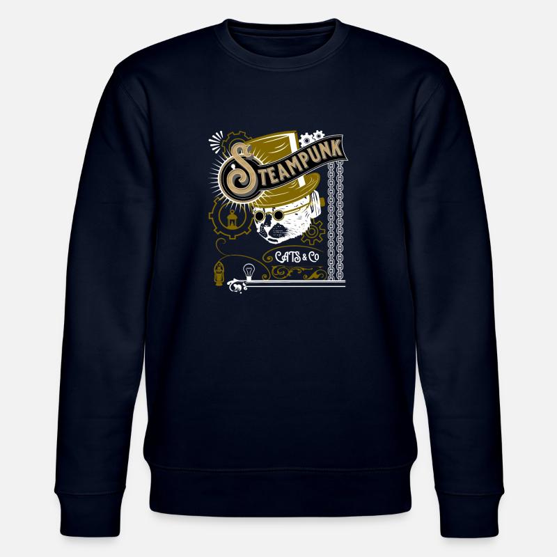 Viktorianisches Katzen Steampunk Design - Stanley/Stella Unisex Bio-Sweatshirt CHANGER  - Navy