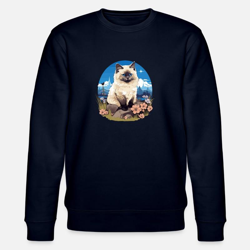 Birman Cat Birma Katze - Stanley/Stella Unisex Bio-Sweatshirt CHANGER - Navy