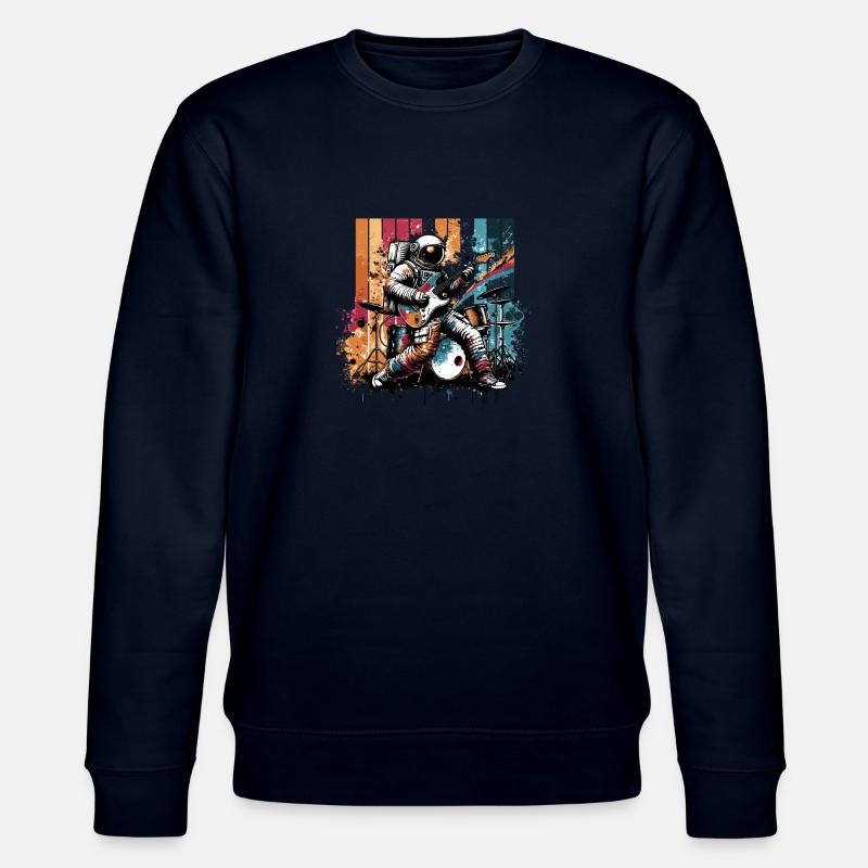 Retro Astronaut spielt E-Gitarre Gitarren - Stanley/Stella Unisex Bio-Sweatshirt CHANGER  - Navy