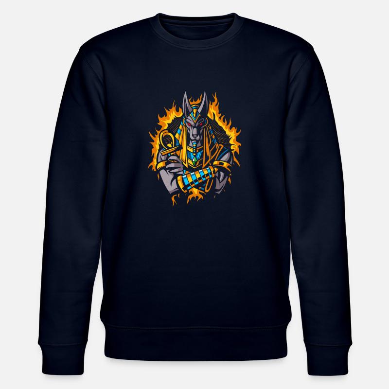Anubis-Gott mit Halbton-Goldfeuer - Stanley/Stella Unisex Bio-Sweatshirt CHANGER  - Navy