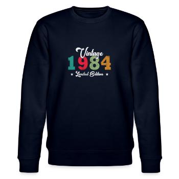 Vintage 1984 Birthday Gift - 40 Years - Stanley/Stella CHANGER Unisex Organic Sweatshirt - navy - Front - Nik (191cm) & Marisol (170cm)