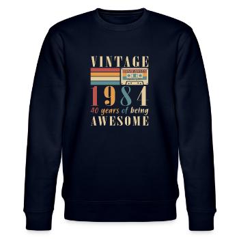 1984 Vintage Vintage Birthday Retro Gift - Stanley/Stella CHANGER Unisex Organic Sweatshirt - navy - Front - Nik (191cm) & Marisol (170cm)