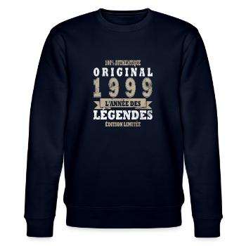 1999 Vintage Cadeau Anniversaire 1999 Retro 1999 - Sweat bio CHANGER Stanley/Stella Unisexe - marine - Devant - Nik (191cm) & Marisol (170cm)