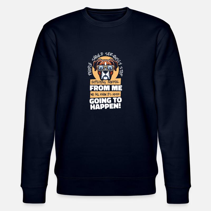 Boxer Chien Boxer Allemand - Sweat bio CHANGER Stanley/Stella Unisexe - marine