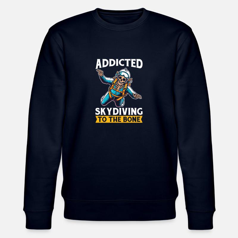 Parachutist Skydiving Skeleton - Stanley/Stella CHANGER Unisex Organic Sweatshirt - navy