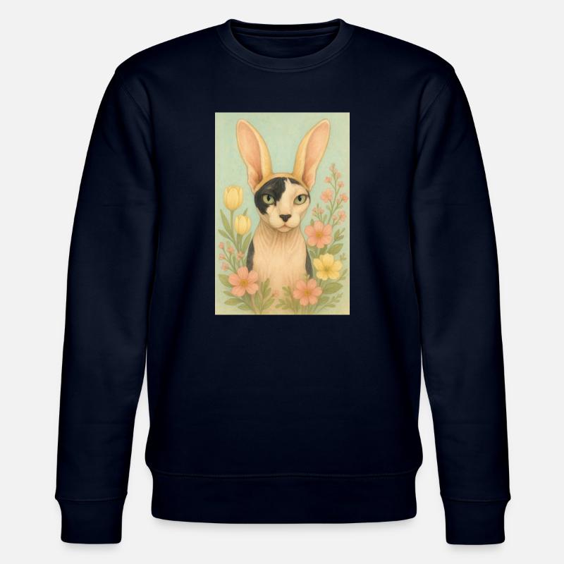 Chat Sphynx de Pâques - Sweat bio CHANGER Stanley/Stella Unisexe - marine