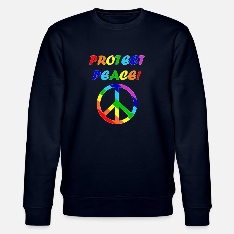 protect peace edge white - Stanley/Stella CHANGER Unisex Organic Sweatshirt - navy