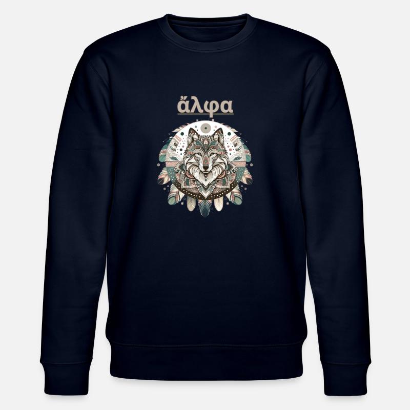 Alpha Wolve - Boho Mandala Design - Stanley/Stella CHANGER Unisex Organic Sweatshirt - navy