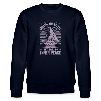 Segeln Yoga The Breeze Inner Peace - Stanley/Stella Unisex Bio-Sweatshirt CHANGER  - Navy - Vorne - Nik (191cm) & Marisol (170cm)