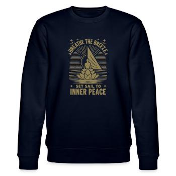 Segeln Yoga The Breeze Inner Peace - Stanley/Stella Unisex Bio-Sweatshirt CHANGER  - Navy - Vorne - Nik (191cm) & Marisol (170cm)
