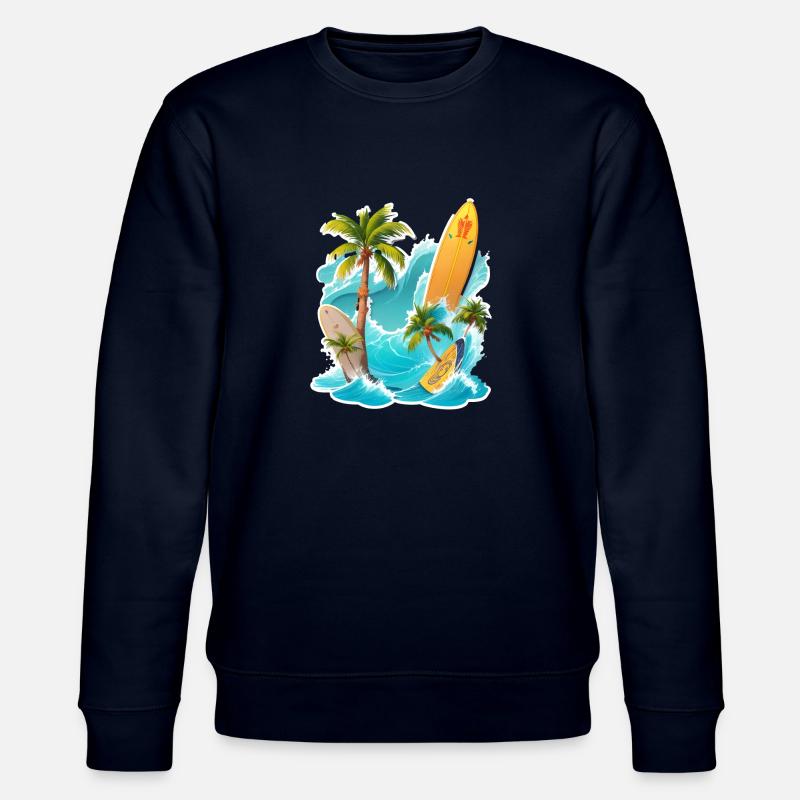 Palmiers vagues design - Sweat bio CHANGER Stanley/Stella Unisexe - marine