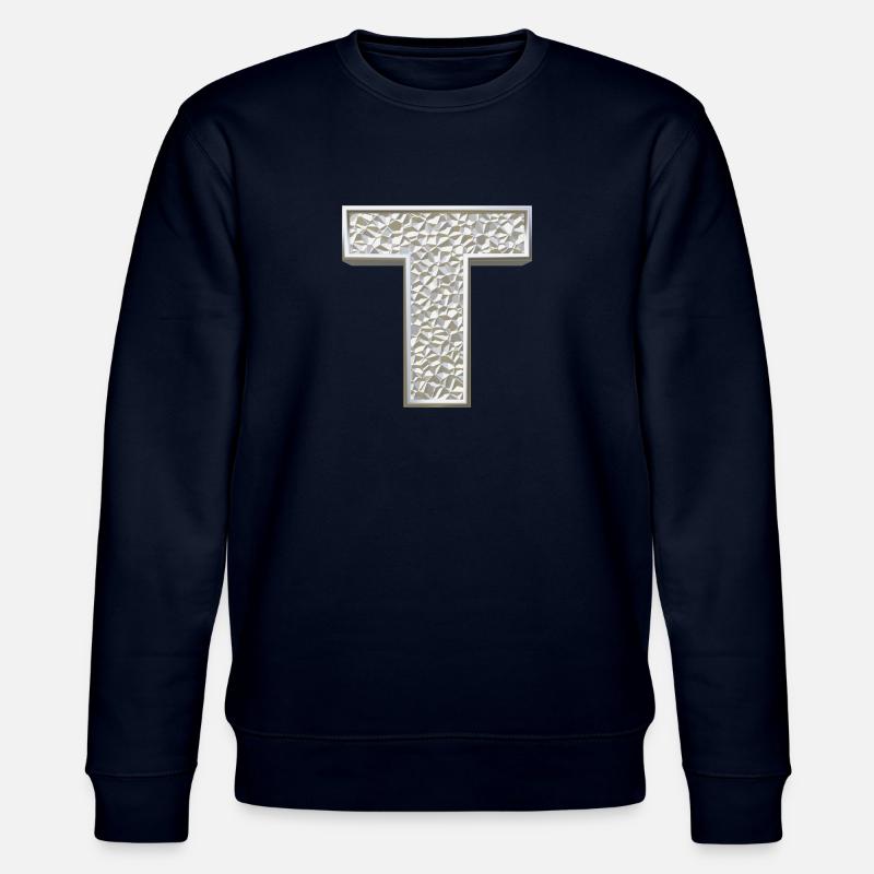 T, lettre, initiale, monogramme, - Sweat bio CHANGER Stanley/Stella Unisexe - marine