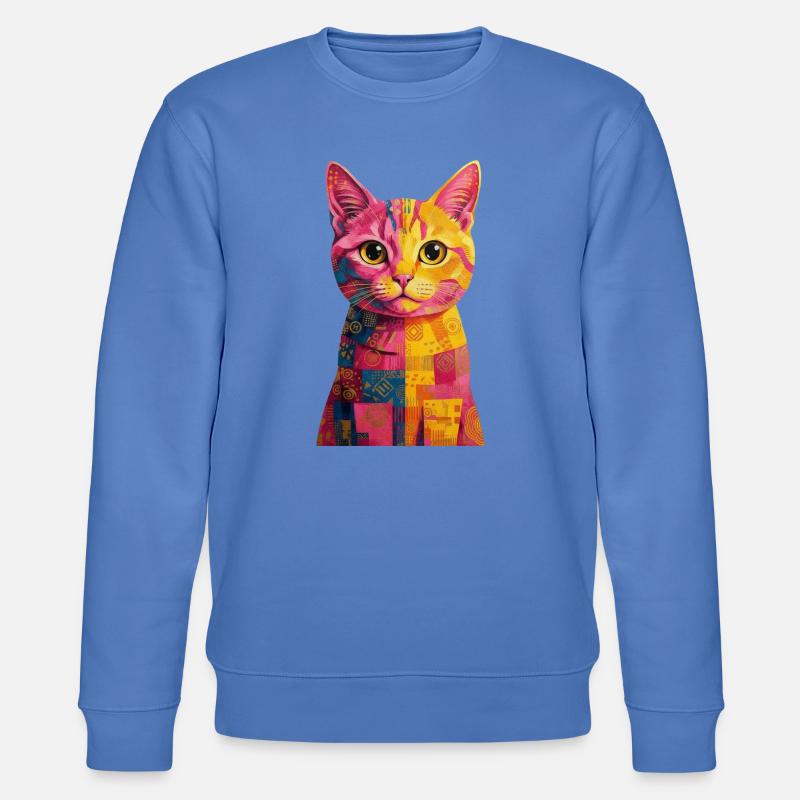 Pop Art Katze - bunt - Stanley/Stella Unisex Bio-Sweatshirt CHANGER  - Blau
