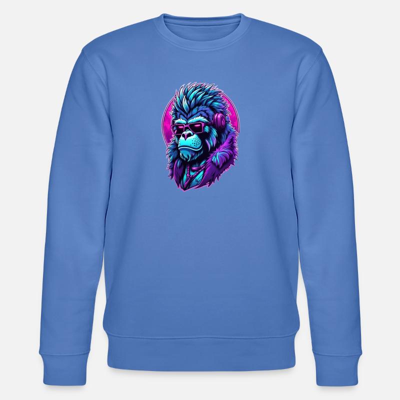 Berauschter Gorilla mit Kopfhörern - Stanley/Stella Unisex Bio-Sweatshirt CHANGER  - Blau