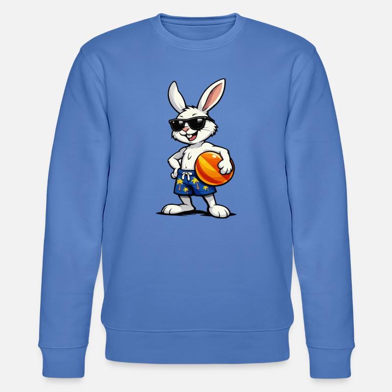 Hase Beach-Vibes mit Ball - Stanley/Stella Unisex Bio-Sweatshirt CHANGER  - Blau
