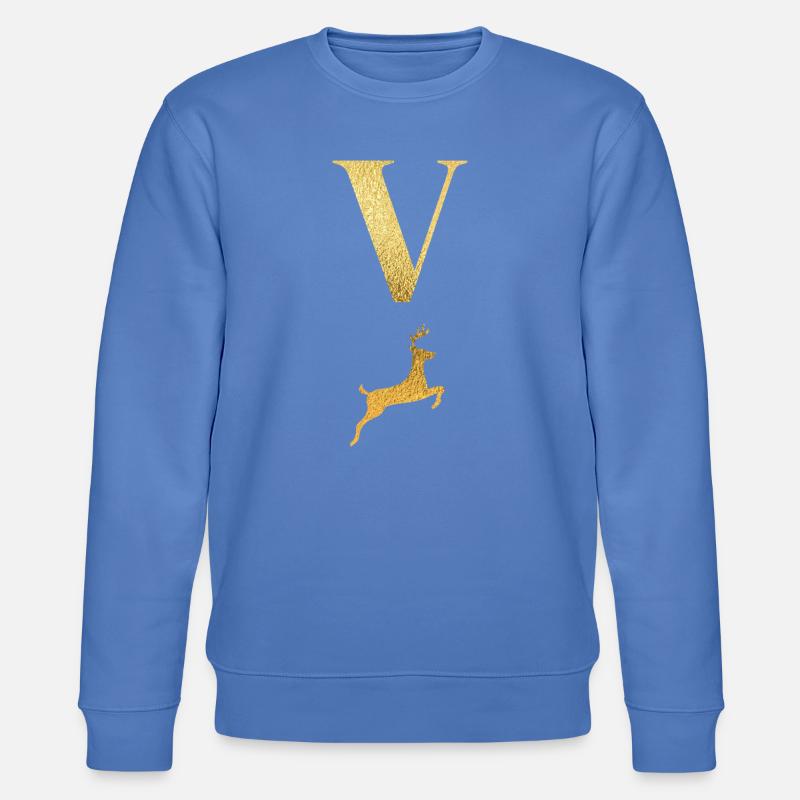 Buchstabe v goldener Hirsch - Geschenkidee - Stanley/Stella Unisex Bio-Sweatshirt CHANGER  - Blau