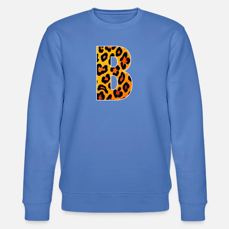 LeopardB Monogram in Leopard Look - Stanley/Stella CHANGER Unisex Organic Sweatshirt - bright blue