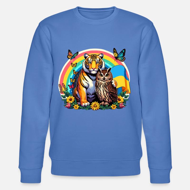Tiger Eule Regenbogen - Stanley/Stella Unisex Bio-Sweatshirt CHANGER  - Blau