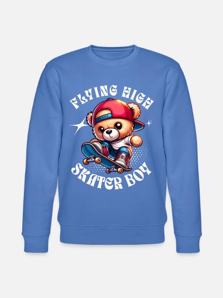 Skater teddy bear on skateboard - Stanley/Stella CHANGER Unisex Organic Sweatshirt - bright blue