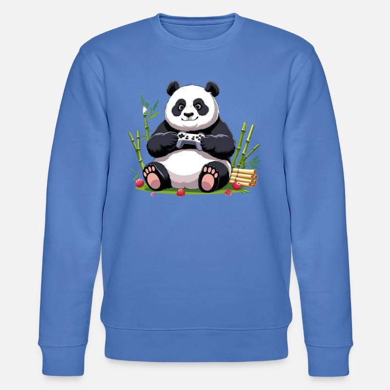 Niedlicher Panda mit Gaming-Controller - Stanley/Stella Unisex Bio-Sweatshirt CHANGER  - Blau
