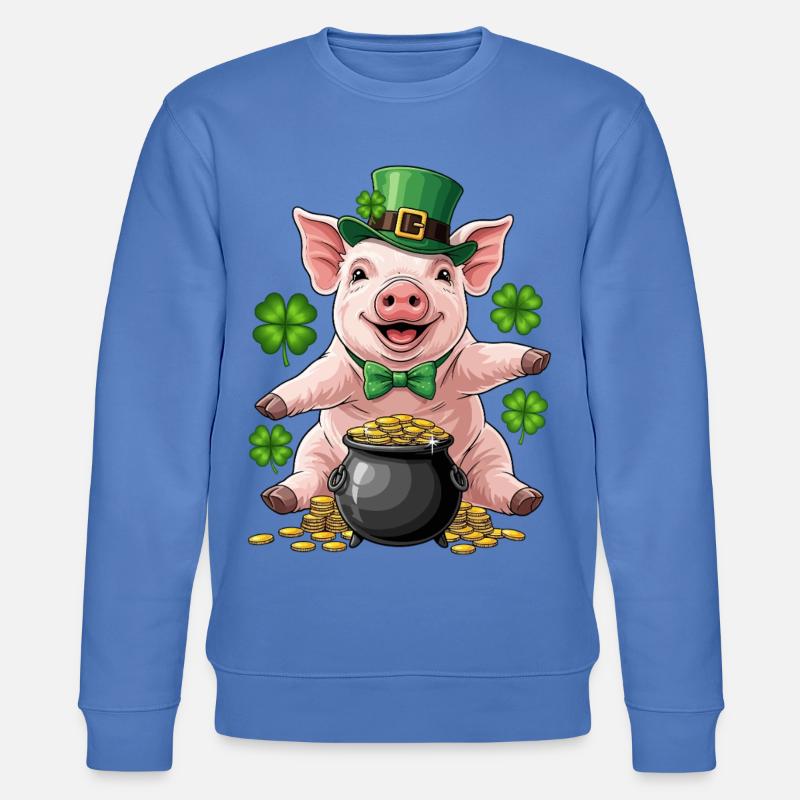 Glücksschwein Kleeblatt - Stanley/Stella Unisex Bio-Sweatshirt CHANGER - Blau