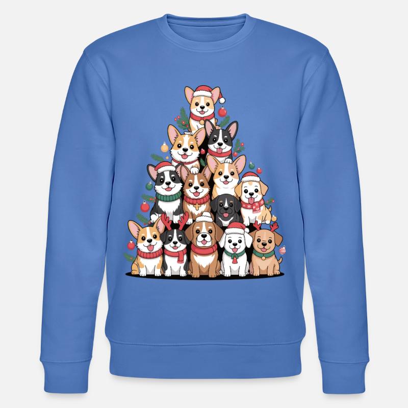 Weihnachtshunde Pyramide – Lustiger Xmas Look - Stanley/Stella Unisex Bio-Sweatshirt CHANGER - Blau