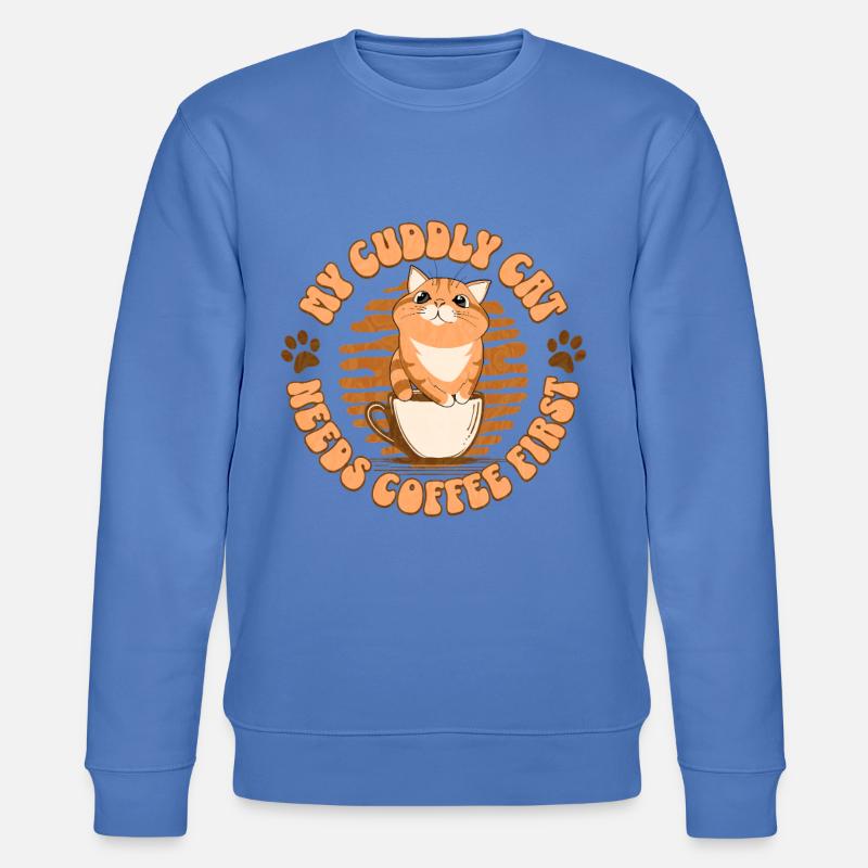 My Cuddly Cat - Needs Coffee First - Stanley/Stella Unisex Bio-Sweatshirt CHANGER - Blau