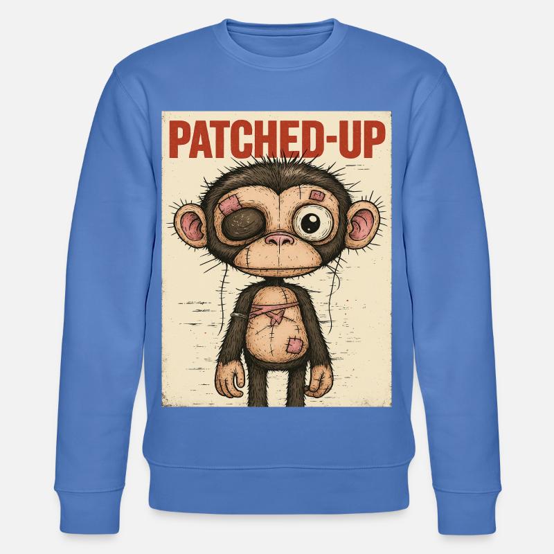 Patchwork Affe: Gepatcht und Tapfer - Stanley/Stella Unisex Bio-Sweatshirt CHANGER - Blau