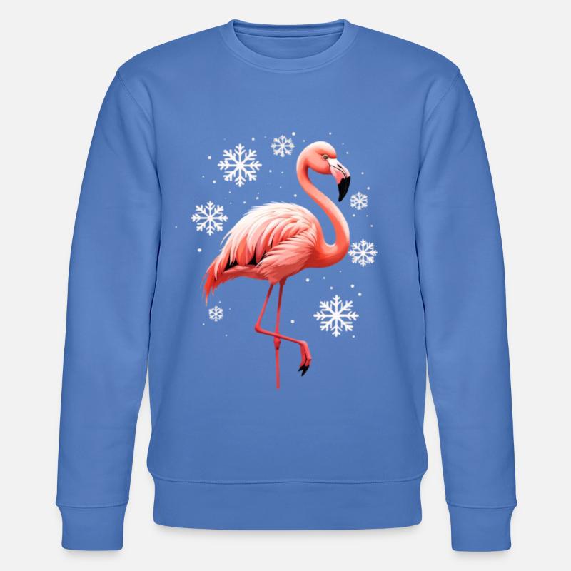 Flamingo Winterszene mit Schneeflocken - Stanley/Stella Unisex Bio-Sweatshirt CHANGER  - Blau