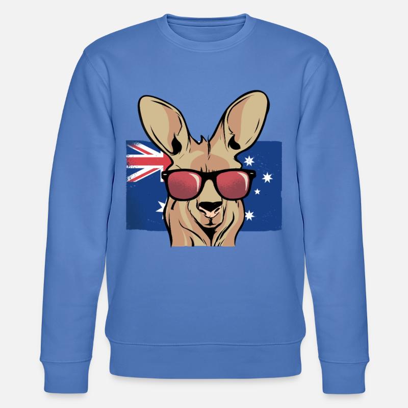 Känguru mit Sonnenbrillen Aussie Flagge - Stanley/Stella Unisex Bio-Sweatshirt CHANGER  - Blau