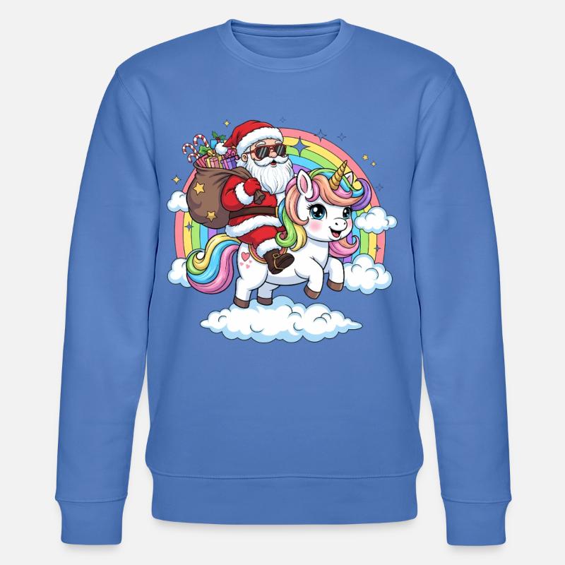 Weihnachtsmann Einhorn  - Stanley/Stella Unisex Bio-Sweatshirt CHANGER  - Blau
