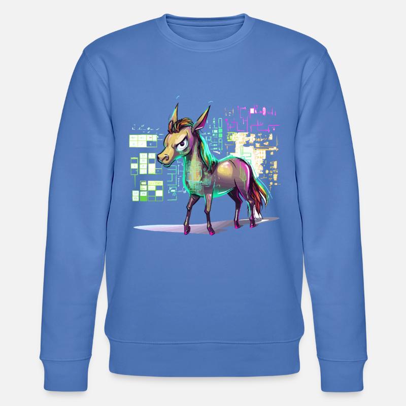 Neon-Hologramm Pferd Farbexplosion - Stanley/Stella Unisex Bio-Sweatshirt CHANGER - Blau