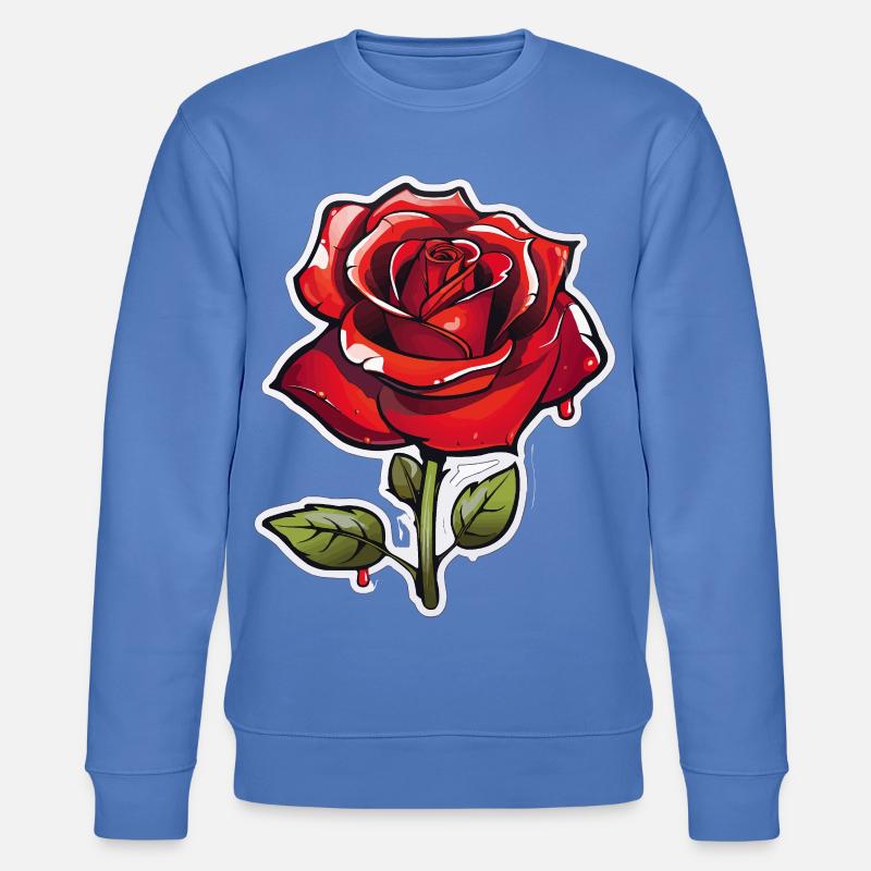Rote Rose im Comics-Stil - Stanley/Stella Unisex Bio-Sweatshirt CHANGER  - Blau