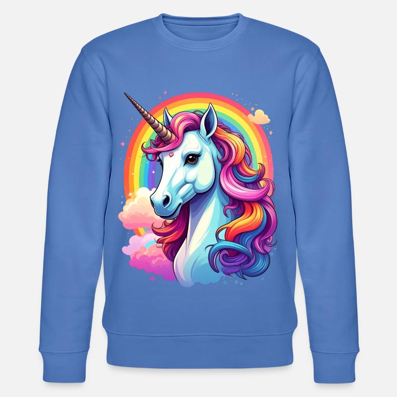 Einhorn mit Regenbogen und Wolken - Stanley/Stella Unisex Bio-Sweatshirt CHANGER  - Blau