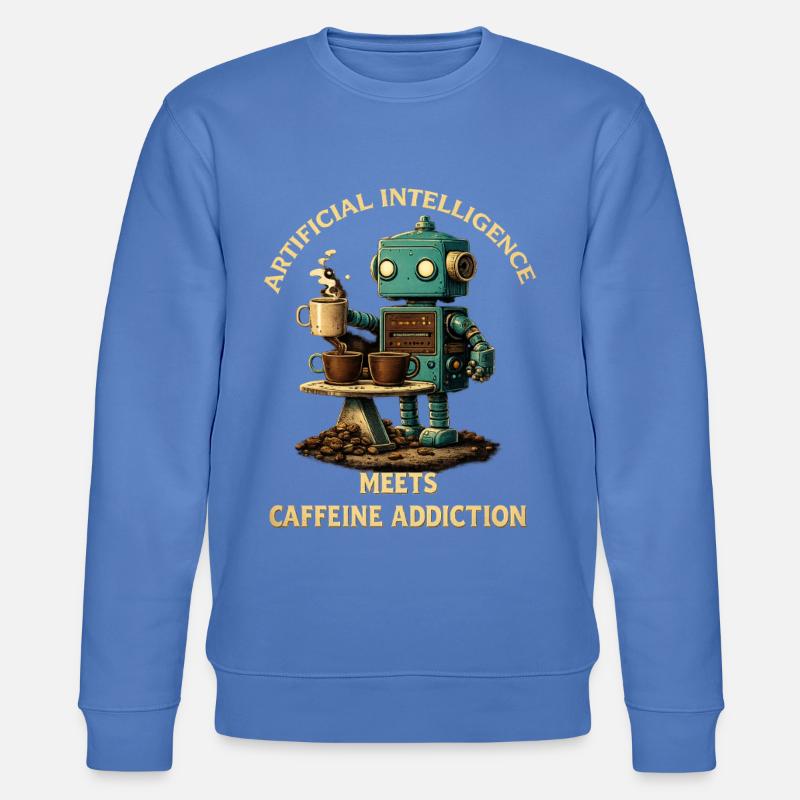 Kaffeeroboter – Künstliche Intelligenz trifft Koff - Stanley/Stella Unisex Bio-Sweatshirt CHANGER  - Blau