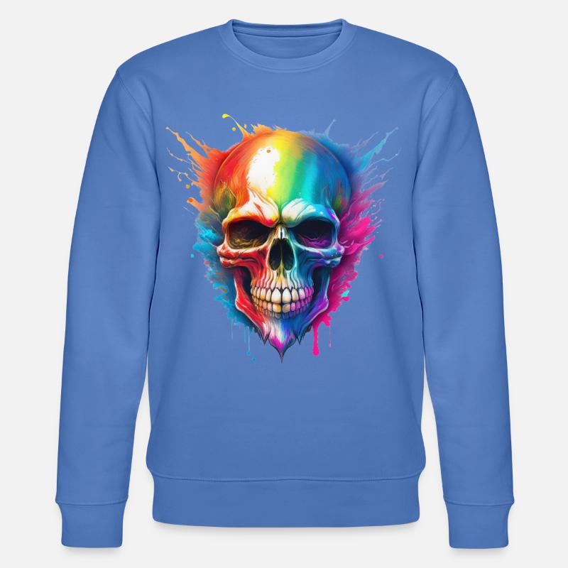Regenbogen-Schädel Farbexplosion - Stanley/Stella Unisex Bio-Sweatshirt CHANGER  - Blau