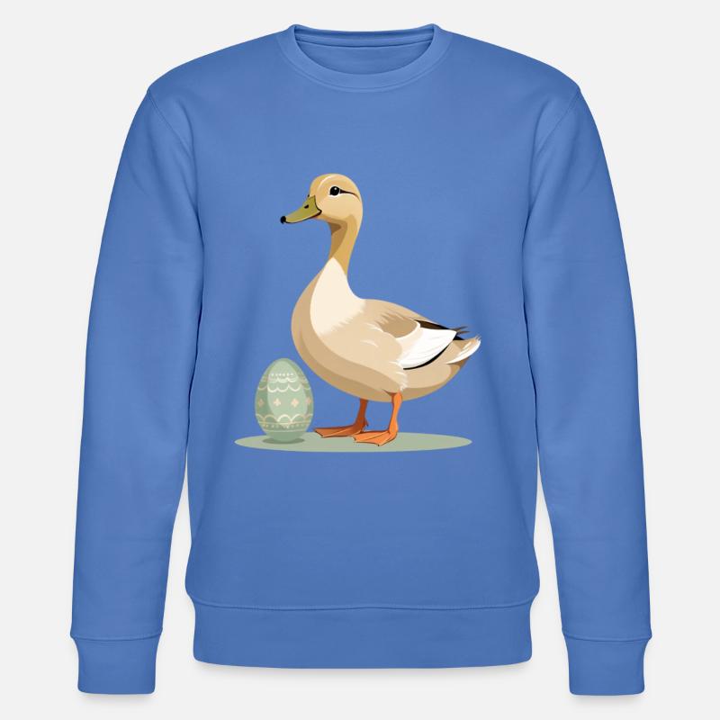Spring duck with Easter egg - Stanley/Stella CHANGER Unisex Organic Sweatshirt - bright blue
